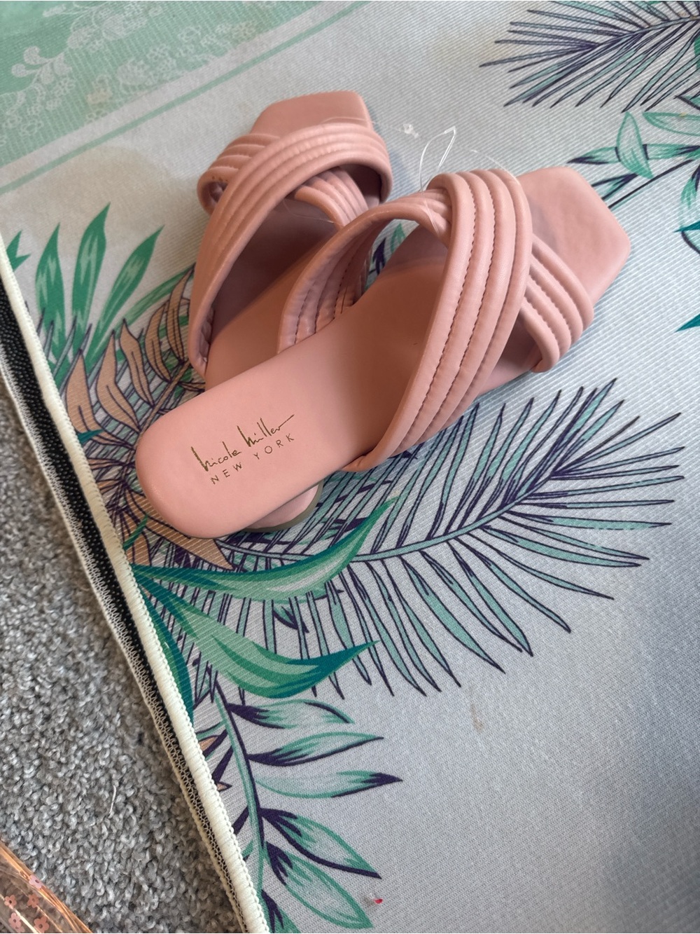 Pink Strappy Slide Sandals
